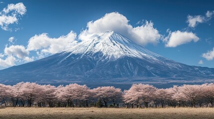 Fototapeta premium Mount Fuji in spring with cherry blossom around