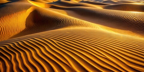Golden Hour Hues in a Desert Landscape, A Symphony of Ripples and Curves, Nature's Abstract Masterpiece