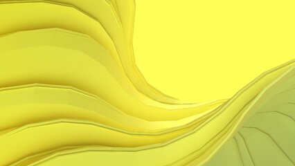 Obraz premium An abstract background featuring a matte twisted curtain-like yellow curve, with a modern and elegant 3D rendering.