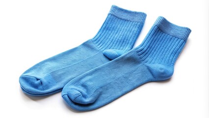 Blue cotton socks isolated on white background