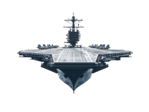 a large aircraft carrier with many seats on the runway