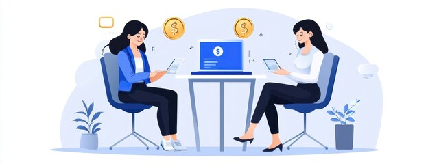 Fototapeta premium Loan services, financial aid representation, flat design illustration