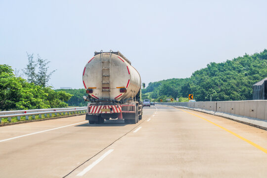 Tank truck driving on the trans java toll road