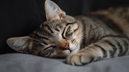 Profile of ginger cat on dark background
