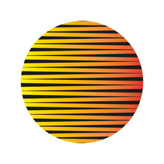 Gradient circle icon. Horizontal stripes pattern. Abstract round shape. Vector illustration.