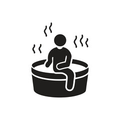 Person Sitting In Hot Tub Icon on white