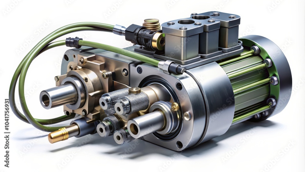 Aufkleber industrial precision machinery component a detailed view of a complex gear system with cylindrical t