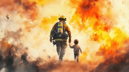 Naklejka premium Brave Hearts: The Heroes of Firefighting