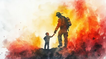 Fototapeta premium Brave Hearts: The Heroes of Firefighting