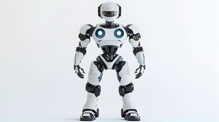 Sleek Humanoid Robot with Futuristic Design Standing in Neutral Pose on White Background