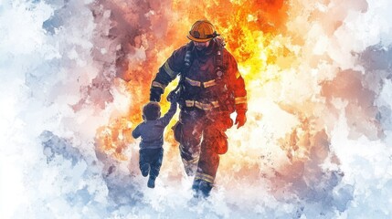 Fototapeta premium Brave Hearts: The Heroes of Firefighting