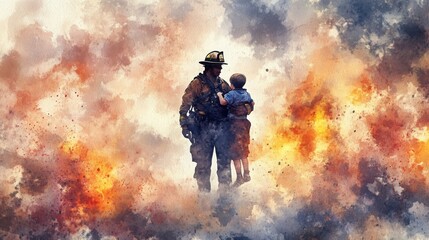 Naklejka premium Brave Hearts: The Heroes of Firefighting