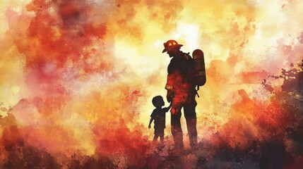 Fototapeta premium Brave Hearts: The Heroes of Firefighting