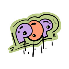 Short and punchy graffiti slogan, street art phrase. Vector bright and bold colors drawing made with paint on wall with dripping effect. Mural and self expression of artists, tags and characters fonts
