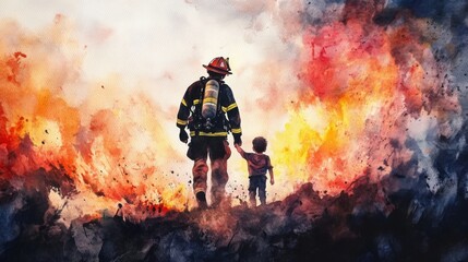 Fototapeta premium Brave Hearts: The Heroes of Firefighting