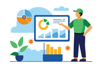Modern agriculture technology with agriculture dashboard showing farm data and renewable energy