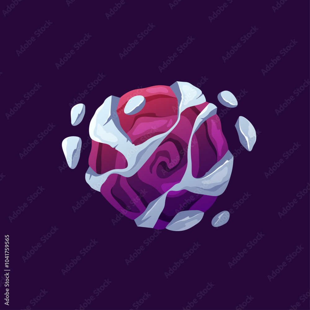 Poster planet with clouds or vapor. vector isolated powerful electrical discharge energy ball, magical effe
