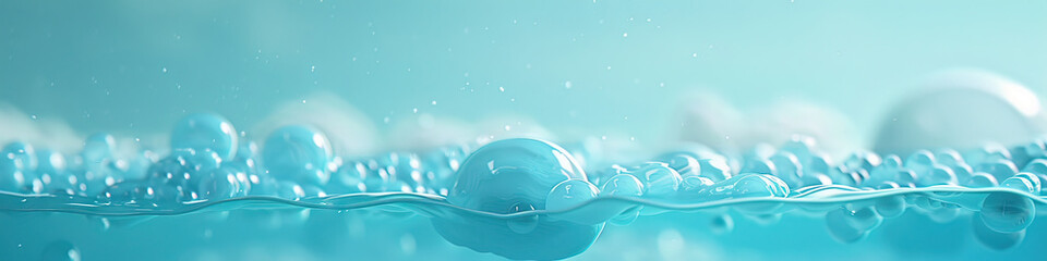 Serene Seafoam Sink: A delicate blue sea foam bobble drifts downward against a soft turquoise background, evoking a sense of calm and tranquility.