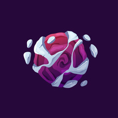 Planet with clouds or vapor. Vector isolated powerful electrical discharge energy ball, magical effect design elements for game design and landscape. Futuristic cosmic celestial body texture