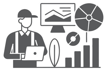 Modern agriculture technology with agriculture dashboard showing farm data and renewable energy Silhouette 