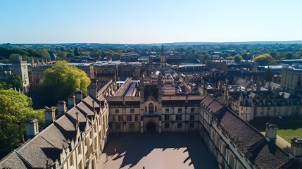 Naklejka premium Magnificent Aerial View of Oxford University's Historic Architecture in England