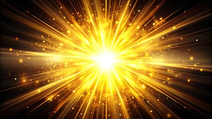 Fototapeta premium Bright explosion of golden and yellow light with black background abstract background Extreme Close-Up