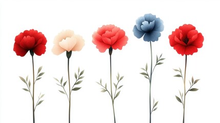 Fototapeta premium A vibrant display of colorful flowers isolated on a white background for a fresh and elegant touch.