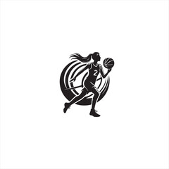BASKETBALL PALYER SILHOUETTE VECTOR LOGO