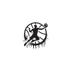 BASKETBALL PALYER SILHOUETTE VECTOR LOGO