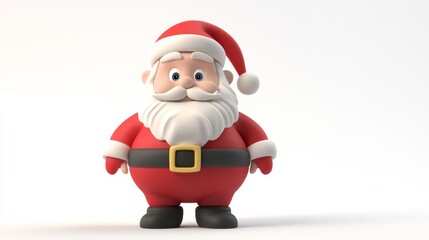 A cartoonish image of Santa Claus standing on a white background