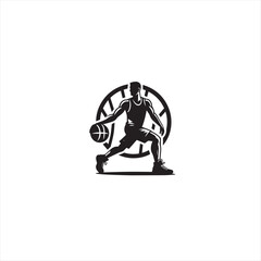 BASKETBALL PALYER SILHOUETTE VECTOR LOGO