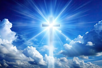 Fototapeta premium Bright Christian cross in sky