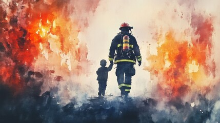 Naklejka premium Brave Hearts: The Heroes of Firefighting