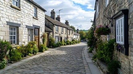 Charming Cobblestone Street in an Enchanting English Village