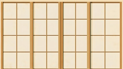 Elegant Traditional Japanese Folding Screen with Blank Minimalist Background for Text Placement