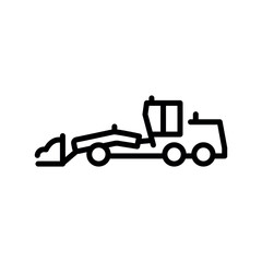 Fototapeta premium Snow Grader black line illustration. Snow removal machine.