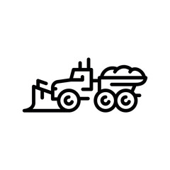 Snowplow black line illustration. Snow removal machine.