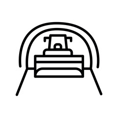 Tunnel Snowplow black line illustration. Snow removal machine.
