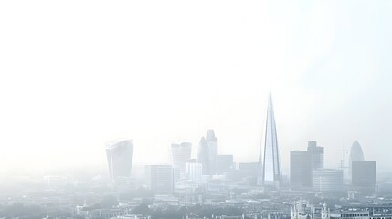 Fototapeta premium Misty Cityscape of London Skyline with Famous Landmarks and Skyscrapers