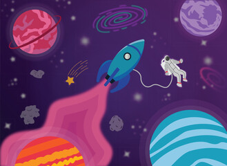 Vector Hand Drawn Outer Space Background Illustrations