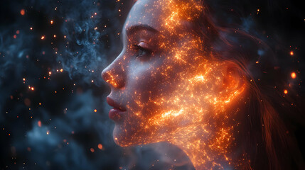 Fiery Woman Illustration - A Digital Art Portrait