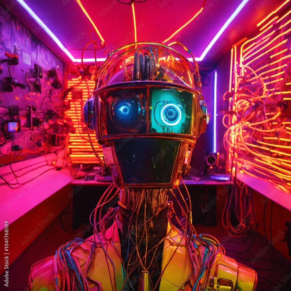 Wall mural 3d render of a robot with a background