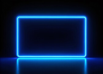 Blue Neon Rectangle on Black Background - Modern Digital Aesthetic for Wallpaper and Design Projects