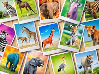 Obraz premium Zoo Animals Alphabet Flashcards for English Language Learning - A to F Collection