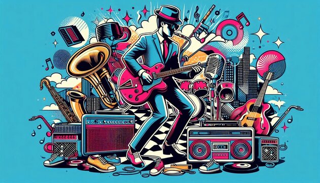 Retro vibes 1960s boogie woogie rock n roll