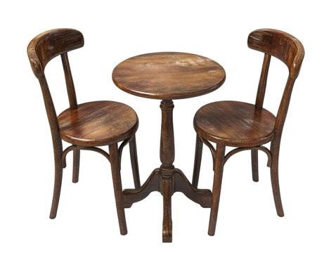 a table and chairs with a white background