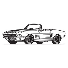 Car Outline Vector Artwork on White.