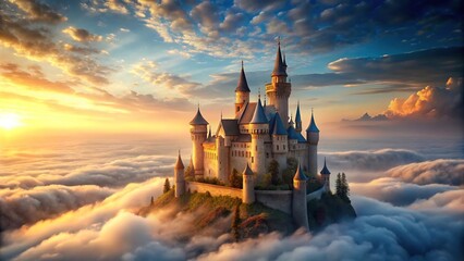 Castle high above the sky with fairy tale vibes