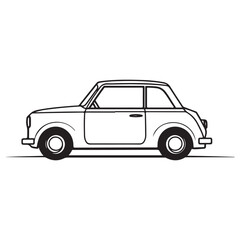 Car Line art Vector on White Backdrop.