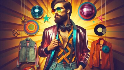Disco fever trendy 1970s retro style
